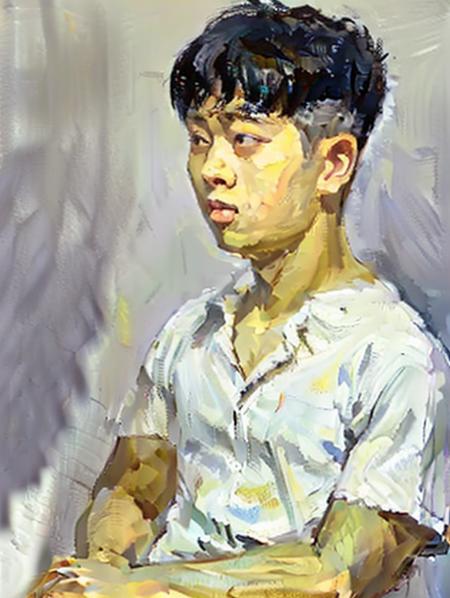 masterpiece,best quality,1boy,upper body,white shirt,caitou, <lora:caitouV1:1>