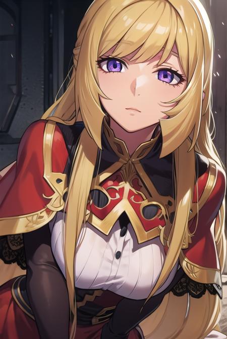 kudeliaainabernstein, <lyco:kudeliaLYCORIStest:1>,
kudelia aina bernstein, (purple eyes:1.1), long hair, blonde hair, bangs, blunt bangs,
BREAK gloves, dress, red dress, white gloves, capelet, gown, red gown, apricot, black apricot,
BREAK looking at viewer,
BREAK indoors,
BREAK <lora:GoodHands-vanilla:1>, (masterpiece:1.2), best quality, high resolution, unity 8k wallpaper, (illustration:0.8), (beautiful detailed eyes:1.6), extremely detailed face, perfect lighting, extremely detailed CG, (perfect hands, perfect anatomy),