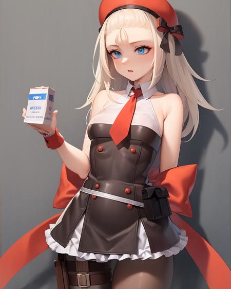 (extremely detailed CG unity 8k wallpaper),(masterpiece), (best quality), (ultra-detailed), (best illustration),(best shadow), cowboy shot, (sharp eyeliner, eyeshadow, detailed eyes:1.1), 
,BREAK 
MP5, mature woman, holding milk carton, medium breasts
<lora:MP5:1>