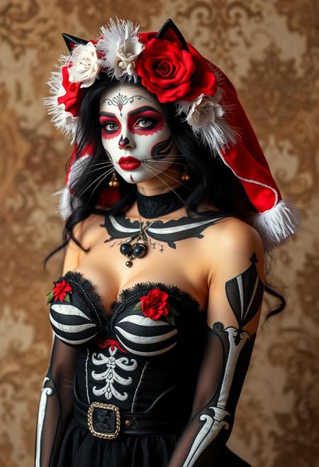 sexy santa muerte catgirl