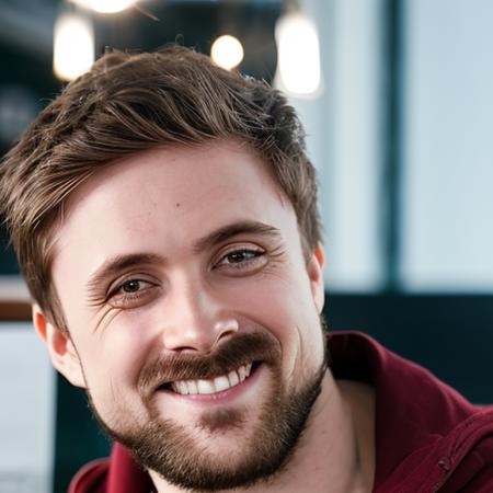 portrait of forsen_person, long thick goatee beard, bangs, fringe, grin, professional studio photo