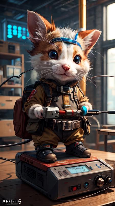 stuart little,electronics, motors, wires, buttons, lcd, artstation trending, unreal engine 5 <lora:add_detail:0.5> <lora:more_details:0.25> <lora:FantasyWorldV1:0.25>