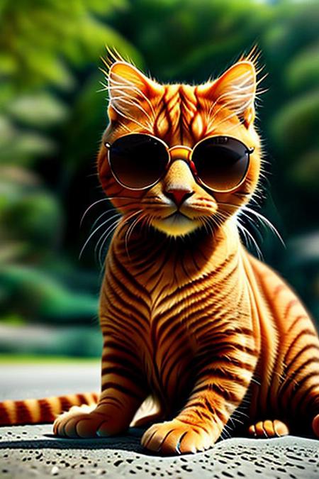 score_9,score_8_up,score_7_up, a ginger cat wearing awesome sunglasses