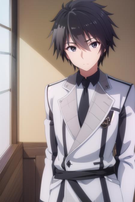 ikkikurogane, <lora:ikki kurogane s1-lora-nochekaiser:1>,
ikki kurogane, black hair, male focus, (black eyes:1.3),
BREAK school uniform, necktie, long sleeves,
BREAK indoors, classroom,
BREAK looking at viewer, (cowboy shot:1.5),
BREAK <lyco:GoodHands-beta2:1>, (masterpiece:1.2), best quality, high resolution, unity 8k wallpaper, (illustration:0.8), (beautiful detailed eyes:1.6), extremely detailed face, perfect lighting, extremely detailed CG, (perfect hands, perfect anatomy),