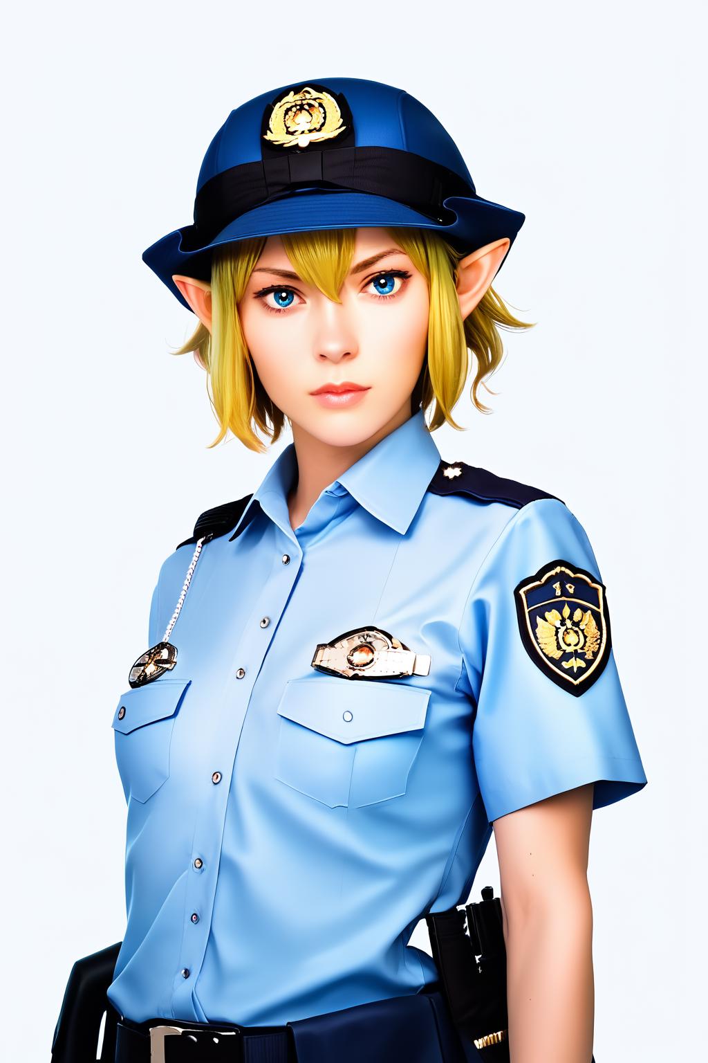 1girl, JapanesePolicewoman, police, police uniform<lora:ÐÐ´ÐµÐ¶Ð´Ð° ÑÐ¿Ð¾Ð½ÑÐºÐ°Ñ Ð¿Ð¾Ð»Ð¸ÑÐ¸Ñ(JapanesePolicewoman, police, police uniform):0.8>  <lora:RyuuSDXL:1> 1girl,solo, short hair, blonde hair, blue eyes, pointy ears, hair between eyes,small breasts, Score_9, Score_8_up, Score_7_up, Score_6_up, Score_5_up, Score_4_up, BREAK,1girl in full growth, best quality, masterpiece, ultra-detailed, high quality,good quality,1 girl,(master piece,high resolution, ultra detailed,8K,16K),look at viewer