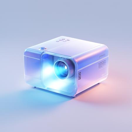 Projector icon,msstyle,many details,octane render,transparent glass texture,frosted glass