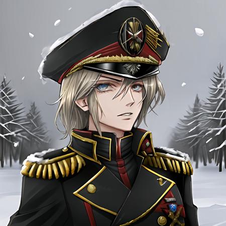 warhammer_40k_commissar, woman, black uniform, ((snowstorm)) forest, red sash, ((old, wrinkles, eyebags))
 <lora:warhammer40commissarv2:1>,  AS-Elderly,