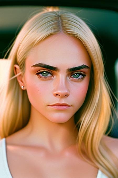 (cara_delevingne_TI-588-800:0.90), hyper realistic photograph, detailed face, film grain, Kodak portra 800, f1.8,golden hour