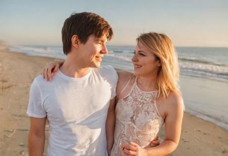 young couple on the beach