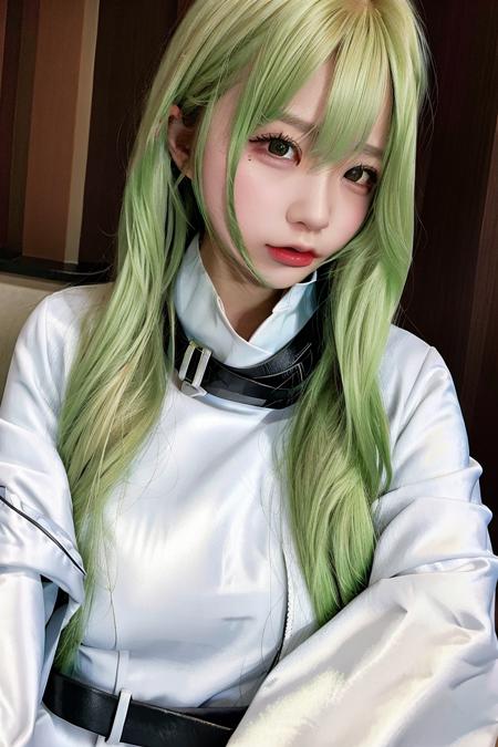 best quality, ultra high res, 1girl,  straitjacket, <lora:koreanDollLikeness_v15:0.8>,  <lora:CC-cg:1>, upper body, two-tone hair,