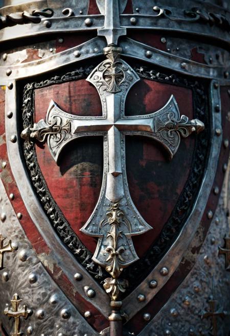 Crusader armor, emblematic shield, Templar cross, chivalrous code, sword of righteousness, holy quest, fortified stronghold, medieval castle, sacred relic, religious zeal, noble steed, knightly honor, Templar insignia, divine protection, battle-hardened veteran.
cinematic, sharp focus, intricate, cinematic, dramatic light