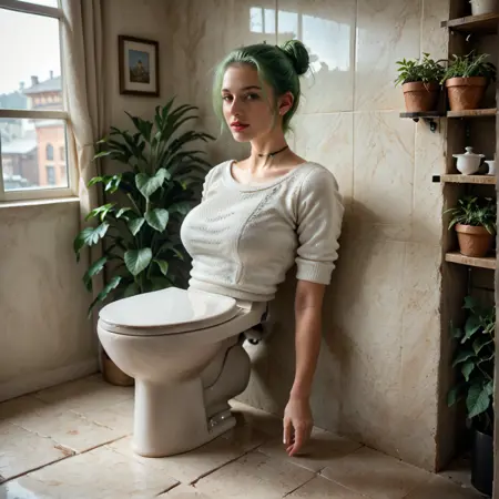 Toilet Woman - Transformed Into A Toilet Bowl