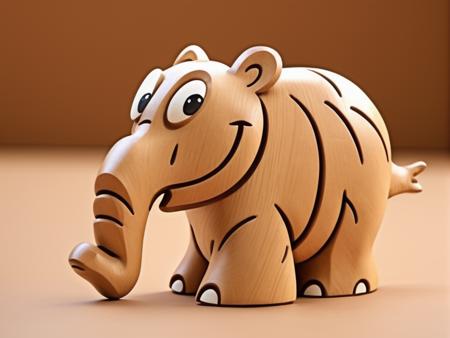 <lora:Ottifant_sdxl:0.6>  Ottifant smiling, 3d wood carved figurine