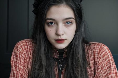 Teen brunnete nordic goth girl | tattoo | smile | dark | in dark room | Adult | Dark | High quality