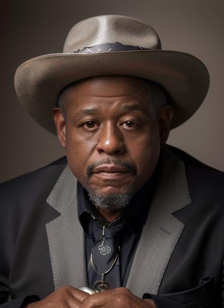 portrait of fw1,  man in "Gambler hat, embroidered vest, pocket watch, cigar, dress boots with silver tips" epic (photo, studio lighting, hard light, sony a7, 50 mm, matte skin, pores, colors, hyperdetailed, hyperrealistic),  <lora:ForestWhitaker:1>