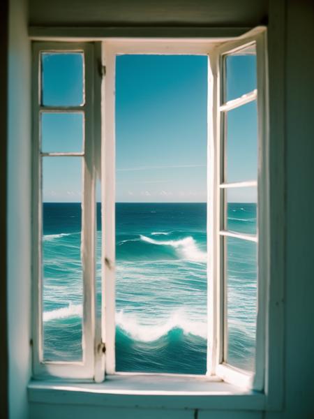 the sea is the ocean, and the sky is the limit, there is a window to the sea, sword and wand  water, the window, open window