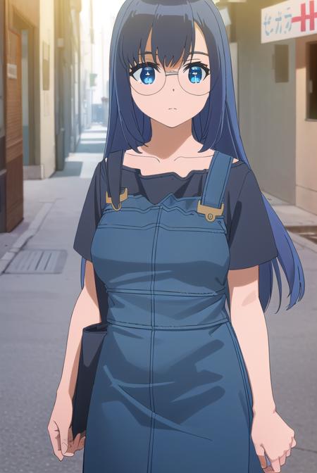 touyayamada, <lora:touya yamada s1-lora-nochekaiser:1>,
touya yamada, long hair, blue hair, blue eyes, round eyewear, glasses,
BREAK shirt, dress, short sleeves, shoes, black footwear, black shirt, blue dress, suspenders, overalls,
BREAK outdoors, city,
BREAK looking at viewer, (cowboy shot:1.5),
BREAK <lyco:GoodHands-beta2:1>, (masterpiece:1.2), best quality, high resolution, unity 8k wallpaper, (illustration:0.8), (beautiful detailed eyes:1.6), extremely detailed face, perfect lighting, extremely detailed CG, (perfect hands, perfect anatomy),