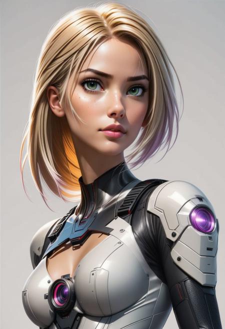 Rapunzel, cinematic photo Tank Girl, (reimagined in a cyberpunk universe), (cyberpunk style), (cyberpunk), (cyberpunk outfit), (punk hair), style of stanley artgerm, artgerm style, white background, simple background