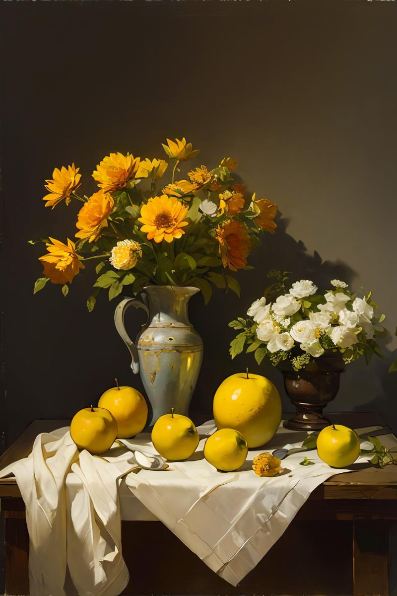 still life,Oil paintings,Flowers, fruit,静物 image by aji1