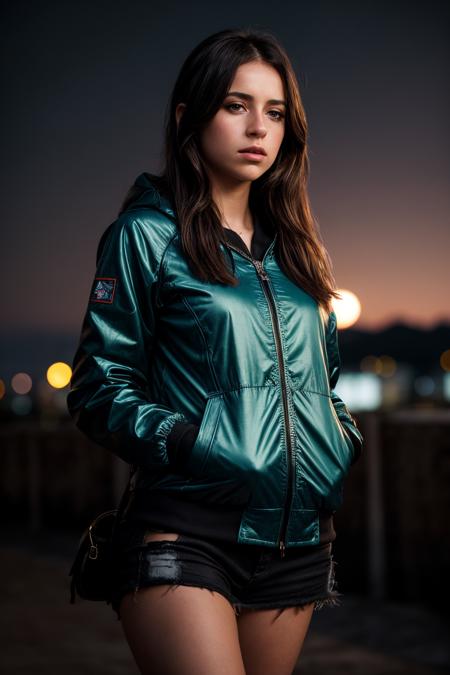 perfect cinematic shoot of a beautiful woman (EPBl0dvy:.99), a woman standing at a airport, perfect hair, wearing sexy Azure (Anorak jacket), (blood moon in background:1.2), (detailed background:1.1), (face focus), modelshoot style, (extremely detailed CG unity 8k wallpaper), professional majestic (photography by Roberto Ferri:1.1), 24mm, exposure blend, hdr, extremely intricate, High (Detail:1.1), dramatic, soft cinematic light, (looking at viewer), (detailed pupils),8k, highly detailed, rich environment, 4k textures, soft cinematic light, elegant, ((((cinematic look)))), soothing tones, insane details, hyperdetailed, ("Descifra el arte del juego con JernauGurgeh!":1.1),(epiCPhoto)