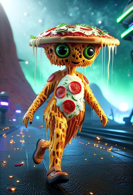 nightmare realm, anthropomorphic pizza running away from big fat human. 
cute, big-eyes, adorable, 
3d-rendering, concept-art, digital, dreaminess, futuristic, multimedia, virtual-reality, 
eeriness, fantasy, other-worldliness, science-fiction, surreal, colorful, sci-fi, technological, alien worlds, space themes, advanced civilizations, 
intricate details, highly detailed, ultra-detailed, absurdres, unreal engine, octane rendering, high contrast, vivid, vibrant, volumetric lighting, sharp focus, 
pizzasdx