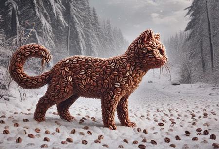 cuteup, cute, cutieup, neko made of coffee beans, coffee beans, cat made of coffee beans, snow, ice, Surreal with macabre undertones, earthy surreal edge,  feline made out of countless coffee beans, snow, ice, hyper detail, masterpiece, score_10, randshadscree, anime drawing style, anime movie, driving at high speed,countless galaxy,yellow, kitty made out of coffee, snow, ice, bright blue and yellow energized sport car, score_9, score_8_up, score_7_up, score_6_up, shiny, shiny, cloudy forest, Made of fluffy clouds, clutter, trash, fr0stwrld, snow, ice, coffee beans, coffee, cafe,