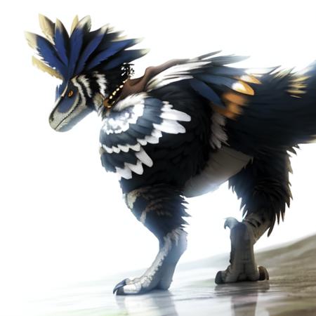 chibi, animal, raptor, dinosaur, feathers, animal focused,  <lora:Deinonychus-06:1>, looking at viewer, multicolored feathers, full body,  kkw-fur:1, face view, white background, photorrealistic, flat colors, masterpiece, high quality, by silverfox