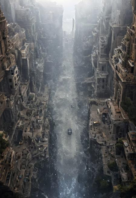 POV view , DOF,
(Ancient civilization, Alien Prometheus movie scene, dune movie scene:1.5), (The colonial city of the future, in the mist-filled Grand Canyon, on an unknown Earth-like planet, 2 moon on sky, Spaceship flight connects colonies, waterfulls:1.3), (Machu Picchu, a mountain settlement, incredibly spectacular:1.2), (Mario Botta:1.3), (avant-garde, future, reality, science fiction, photorealistic), (modern architecture:1.2), White limestone with black granite, fountain, waterfall, landmark, square, path, narrow street,
(Large Files, Ultra Realistic, 8K, 16k, FHD, HD, VFX, Perfect, Photography, composition, Architecture Sales Photography, Architecture Competition, Ultra High Resolution, Cinematography, High Resolution Image:1.1), (dramatic lighting, direct sunlight, ray tracing, clear shadow:1.2),  (real landscape:1.1), (blurred background:1.0), (urban background, more_details) ,
great lighting, clear, hillscastel, <stardeaf-cold-arc>, xtower, industrialbuilding