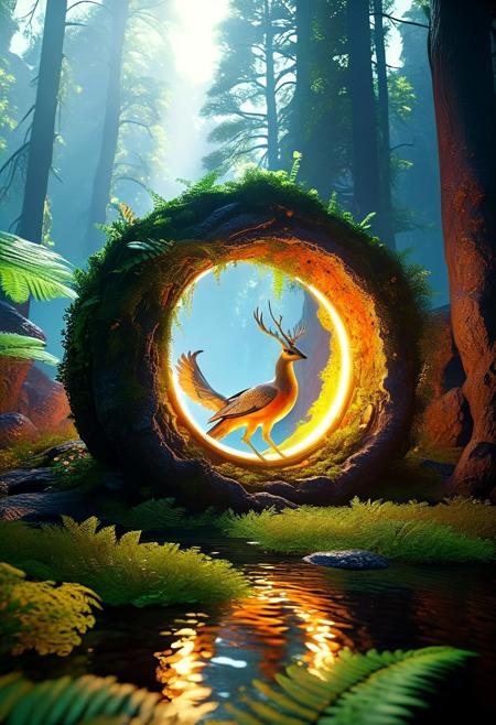 a tranquil woodland grove, untouched by the ravages of time. Here, shafts of golden radiance pierce the verdant canopy above, casting pools of warmth upon the loamy soil below. Fern fronds sway gently in the balmy zephyr, their emerald foliage whispering tales of ages past.
Amidst this sylvan idyll perches a diminutive avian marvel - a sprite of plumage and song. Soft, downy feathers of palest ivory and sage adorn its rotund frame, blending harmoniously with the moss-draped bough upon which it rests. Large, limpid eyes of deepest amethyst gaze out at the world with a childlike mixture of innocence and intrigue.
This tiny treasure seems almost too perfect to exist outside the pages of myth and legend.
made of Lava, 
3d-rendering, concept-art, digital, dreaminess, futuristic, multimedia, virtual-reality, 
eeriness, fantasy, other-worldliness, science-fiction, surreal, 
colorful, sci-fi style, technological, alien worlds, space themes, advanced civilizations, 
best quality, masterpiece, aesthetic, intricate details, highly detailed, ultra-detailed, absurdres, unreal engine, octane rendering, high contrast, vivid, vibrant, volumetric lighting, sharp focus, 
ObsidianSand