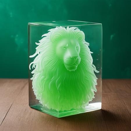 Here's a detailed image prompt:  **Image Title:** "Ethereal Delight"  **Description:**  Imagine a photograph of a translucent gelatin dessert, carefully crafted to resemble a majestic **LION'S HEAD**. The dessert is a beautiful shade of **MINT GREEN**, with a delicate clarity that makes it seem almost otherworldly.  The lion's head is rendered in intricate detail, with the gelatin forming the contours of the animal's face, complete with a regal mane and a sweet, gentle expression. The pure white background helps to emphasize the dessert's vibrant color and adds a touch of elegance to the overall composition.  **Random Elements:**  To add an extra layer of whimsy to the image, incorporate **randomly placed fresh mint leaves** around the lion's head, as if they're floating in mid-air. The mint leaves should be arranged in a way that creates visual interest and draws the viewer's eye around the composition.  **Additional Details:**  * Consider adding some subtle highlights or shadows to the gelatin to give it a slightly textured appearance. * Play with the lighting to create a sense of warmth and coziness, perhaps by using a softbox or a shallow depth of field. * Experiment with different camera angles to find one that showcases the dessert's intricate details and the floating mint leaves in an appealing way.  **Challenge:**  * Try to capture the translucency of the gelatin in a way that makes it appear almost ethereal. You might need to experiment with different exposure settings, lighting setups, or post-processing techniques to achieve this effect. * Pay attention to the overall aesthetic you want to convey with your image. Do you want it to look modern and sleek, or vintage and whimsical? Let your creative vision guide your approach.  **Inspiration:**  * Think of a dreamy, otherworldly quality that evokes feelings of wonder and enchantment. * Consider the work of photographers like Gregory Crewdson, who is known for capturing surreal, ethereal scenes in his photographs. * Look at images of translucent or gelatinous materials, such as jellyfish or clouds, to get a sense of the textures and colors you might want to incorporate into your image.  **Keywords:**  * Translucent * Gelatin * Dessert * Dreamy * Ethereal * Surreal * Cloud-like * Jellyfish-inspired