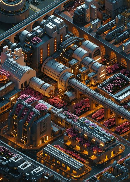 magicavoxel, city, factory, massive, sci fi, isometric, detailed, very far, pixel, voxel style, 4k, hdr, bright, atmospheric lighting, dramatic, highly detailed, aerial view, octane render, bokeh, bloom,  <lora:STYLE_MJ52_v2.0:0.5> <lora:MagicaVoxel:1>