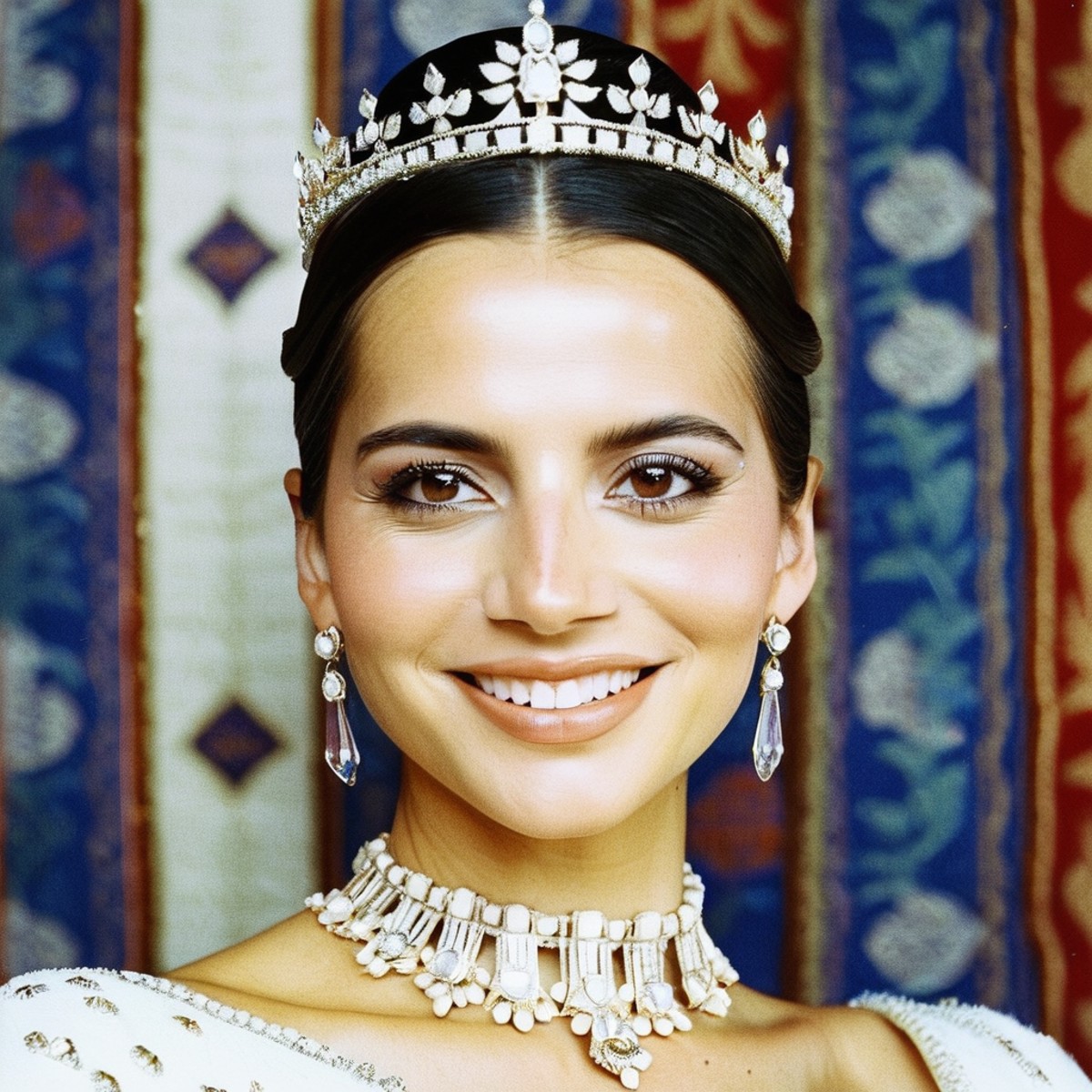 (Skin texture),High quality,Closeup face portrait photo, analog, film grain, actress dressed as a medieval queen with a de...