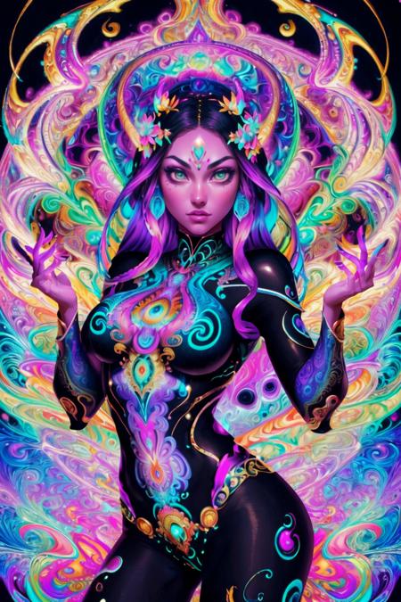 (masterpiece:1.4, best quality), (intricate details), unity 8k wallpaper, ultra detailed, (psychedelic art:1.4), (style of Alex Grey:1.3), [woman | demon:10], (lost souls in hand:1), dark color theme, visually stunning, goddess of darkness, fierce, tempting, cowboy shot, intricate, perfect lighting, perfect shading, perfect lighting, perfect shading