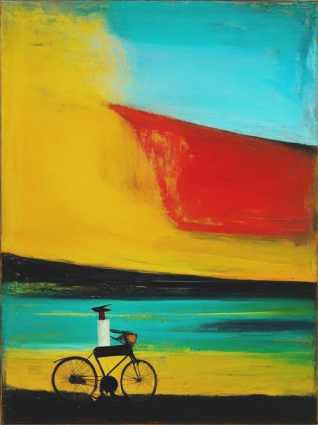 <lyco:SidneyNolan:1.0> bicycle by Sidney Nolan