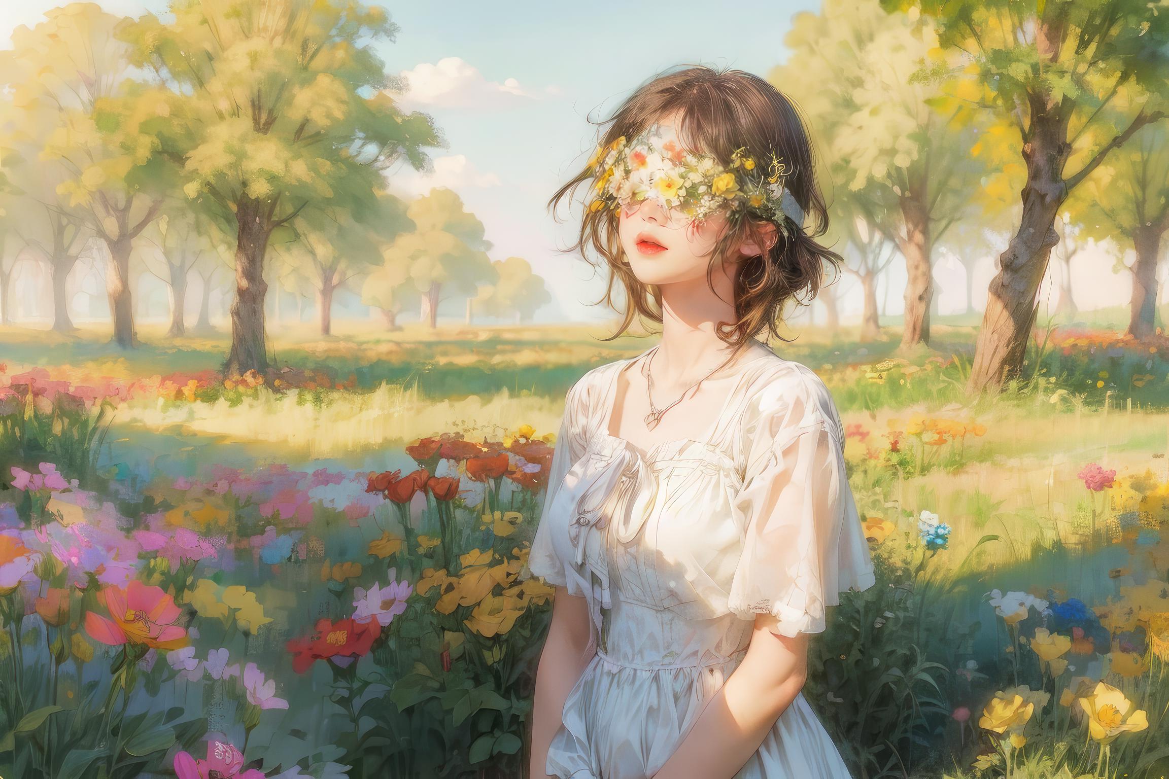 Flower Blindfold | 花眼罩 | 花の目隠し | Sora SD1.5 image by Sheephappy