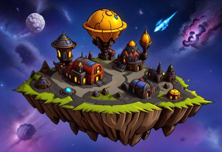 lumenarium, outline, lmnoutln, fantasy landscape, matchcraft floating islands at space, archipelago, clouds, nebulas, 2d, game map, some islands, detailed, best quality, objects of interest, masterpiece, game asset, clear sharp lines, clear contours