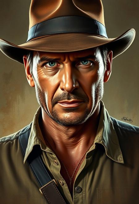 Ultra realistic Portrait of Indiana Jones.