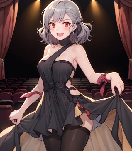 (theater:1.2), (SPAS12:1.1), (wa2000dress:1.1), cowboy shot, (medium hair:1.1), pantyhose, long dress, smile, stage
<lora:SPAS12:1> <lora:Wa2000Dress_Costume:1.2>