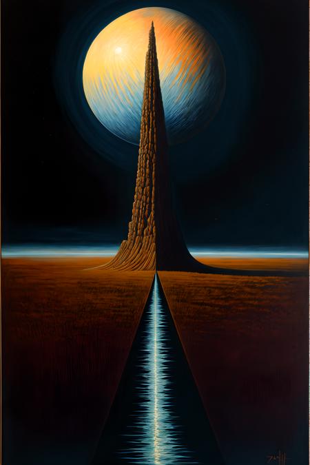 A painting inspired by ZdzisÅaw BeksiÅski, oil painting