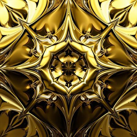 avant-garde , abstract, fractal , gold and chrome
