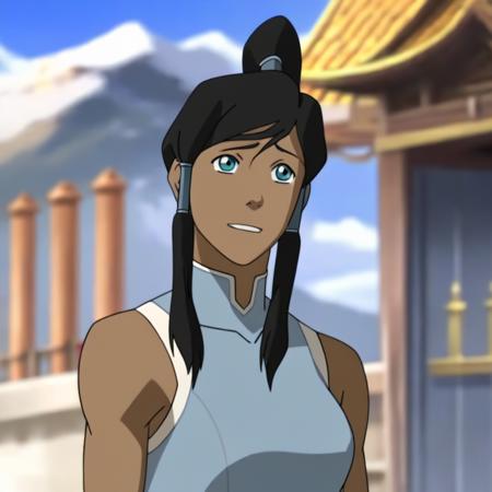 korra with lh hairstyle with sh hairstyle wearing kr outfit wearing pb outfit wearing sc outfit wearing ek outfit wearing fs outfit riding on Naga lk artstyle