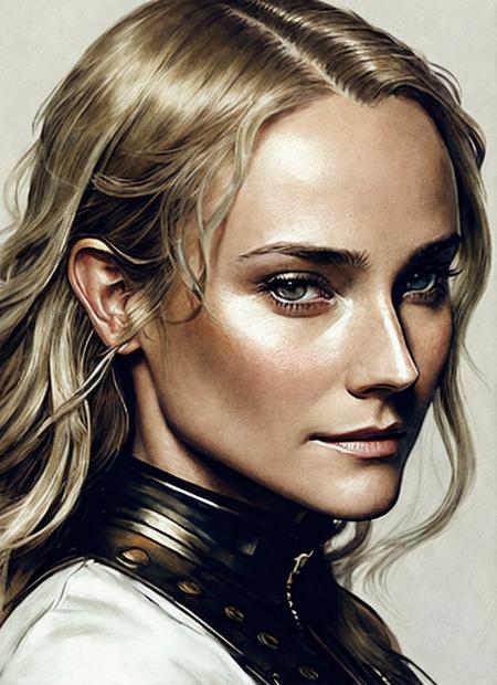 illustration of sks woman as thief in leather armor, smirk, beautiful detailed eyes, cinematic, drawn by Greg Rutkowski, Yoji Shinkawa:0.6, vibrant colors, <lora:locon_diane_v1_from_v1_64_32:1.3>