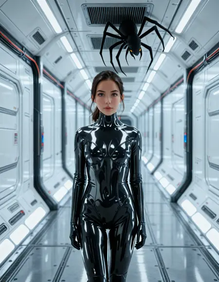 futuristic spaceship corridor illu
