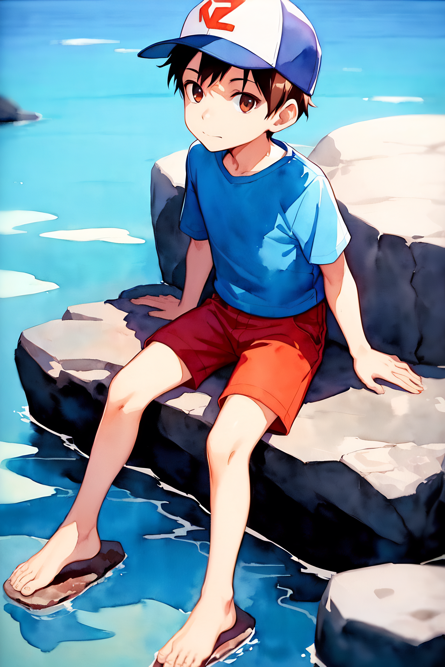 (by Atey Ghailan:1.01), (by Fumita Yanagida:1.18), (in style of watercolor pencil:1.2), (solo), a younger (boy) is (male c...