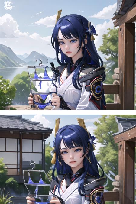 Highly detailed, High Quality, Masterpiece, beautiful, 1girl, solo, GirlsReactingToBikinisMeme, <lora:GirlsReactingToBikinisMeme:1>, Raiden_Shogun_\(genshin impact\), Raiden_Shogun:1.2, blue hair, long hair, <lora:Char_GenshinImpact_RaidenShogun:0.8>