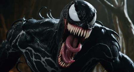 Dark Fantasy Art of <lora:Symbiote:1> Cinematic Film stock footage in (arri alexa style) Kodak film print,
a very large venom with a big mouth symbiote style, dark, moody, dark fantasy style