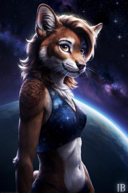 , solo, mammal, whiskers, fur, star, space, anthro, hair, hi res, tuft, detailed, brown fur, ambiguous gender, brown body, looking at viewer, sky