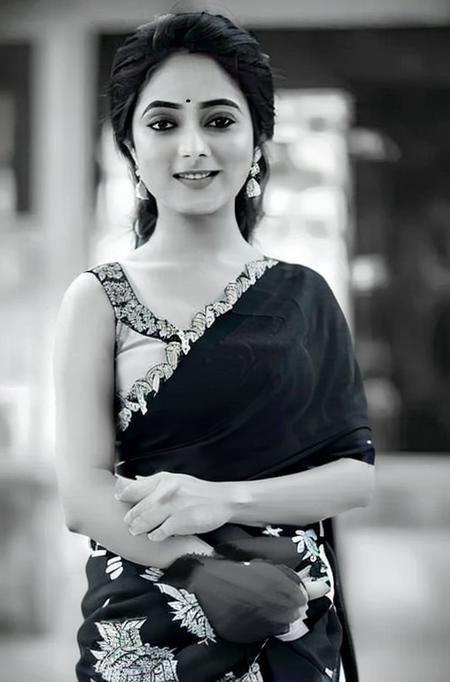 <lora:priyanka mohan:1>high resolution  photo of Priyanka mohan, high resolution face, highly detailed face , (revealing skimpy black saree),   highly detailed breasts, high resolution breasts,  highly detailed nipples , high resolution nipples, sexy smile