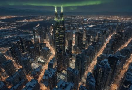 realistic, RAW photo, high quality, Stable_Yogis_PDXL_Positives, <lora:High Angle style:1.0> High Angle style, from above, High Angle from above of a huge <lora:Night_Time_City_from_Space:0.3> rnewe, made of <lora:JJsCurvyArchitecture_XL:1.0> Curvy Architecture, in <lora:Dramatic Lighting Slider:0.0>,<lora:golden_hour_slider_v1.1:0.5>,  vast city with snow,aurora borealis,forest,lit skyscraper windows, in , featuring <lora:gotham city style v3:0.9> gotham city style,<lora:teslapunkXL:0.3>