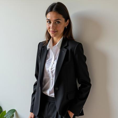 BHS
a beautiful woman with a face like a Spanish model wearing a school uniform style outfit